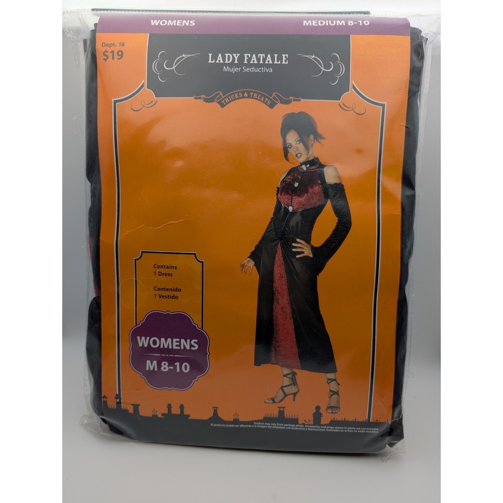 Tricks and Treats Lady Fatale‎ Womens Costume Dress w/collar M 8-10